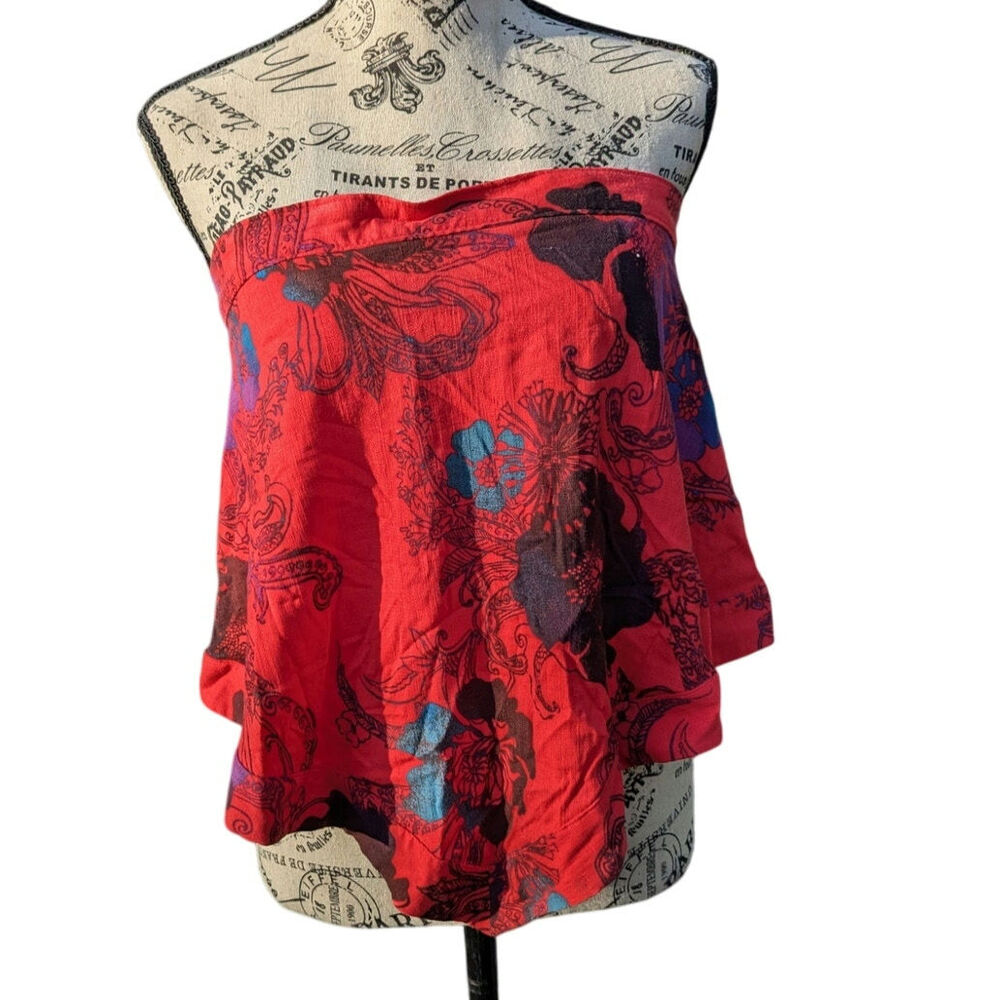 Free People Blouse S Sleeveless Boho Festival Floral Top Tiered Beach Summer
